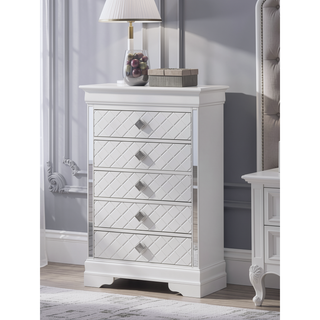 Sunvega Sophisticated Silver Champagne Transitional Nightstand with Two Drawers for Storage