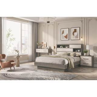 Sunvega Modern Two-Tone Wood Nightstand with Two Spacious Storage Drawers