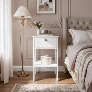 Sunvega Modern Black Wengue Nightstand with Drawer and Open Shelf for Bedroom