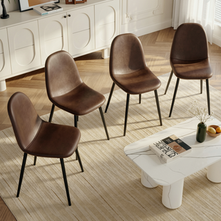 Sunvega Modern Velvet Upholstered Dining Chairs Set of 4 with Black Metal Legs