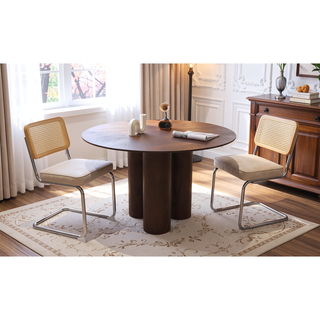 Sunvega Modern Mid Century Velvet Rattan Dining Chairs with Chrome Legs Set of 2