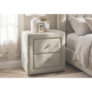 Sunvega Upholstered Grey Velvet Nightstand with Storage Drawer for Bedroom