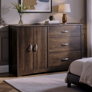Sunvega Brown Finish Dresser with Ample Storage Space and Smooth Gliding Drawers