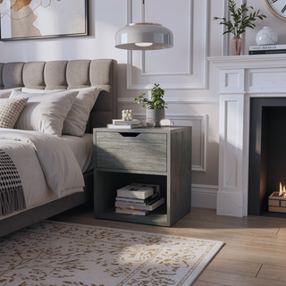 Sunvega Modern Nightstand with Spacious Drawer and Open Shelf for Bedroom