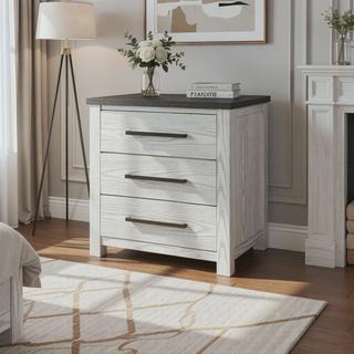Sunvega Dark Top Finish Nightstand with Spacious Drawers and Block Style Feet