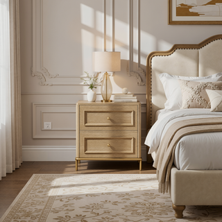 Sunvega Stevie Sand Wash Rectangular 8-Drawer Dresser with Metal Bases and Felt-Lined Drawers