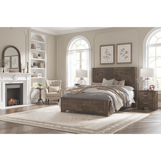 Sunvega Rustic Brown Finish Nightstand with 2 Storage Drawers and Clipped Corners