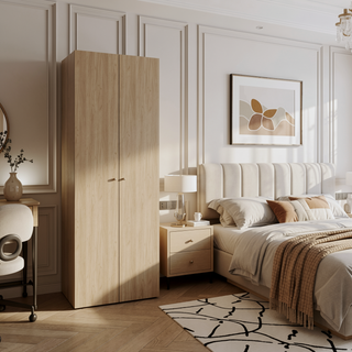 Sunvega 2-Door Black Armoire with Hanging Rod and Storage Shelf for Bedroom