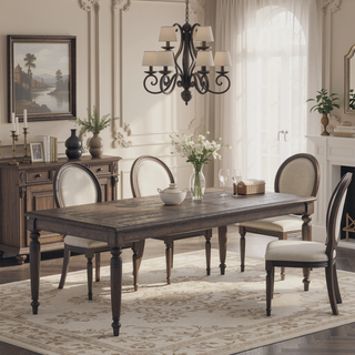 Sunvega Traditional Expandable Dining Table with Leaf in Chocolate Finish