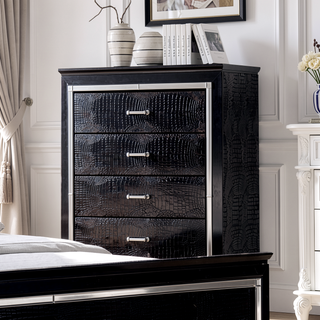 Sunvega Contemporary Silver Chest with Crocodile Texture Diamond Crust Handles