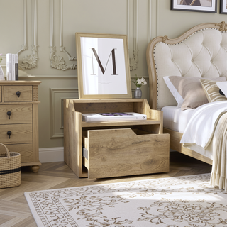Sunvega Floating Nightstand with Single Drawer and Sleek Two-Tiered Shelf Surfaces for Bedroom