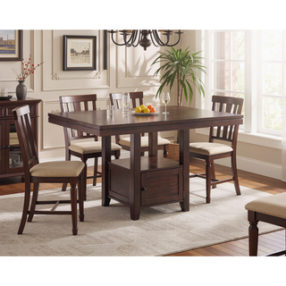 Sunvega Mindi Veneer and Asian Hardwood Espresso Counter Table with Storage