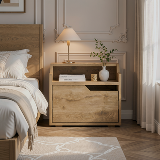 Sunvega Floating Nightstand with Single Drawer and Double-Tiered Shelf Surfaces for Bedroom