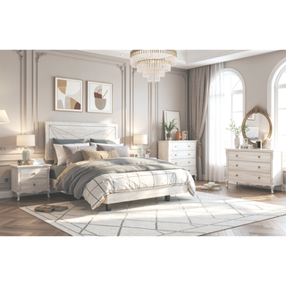 Sunvega Modern Nightstand with 2 Dovetail Drawers in Dusty Gray Oak Finish
