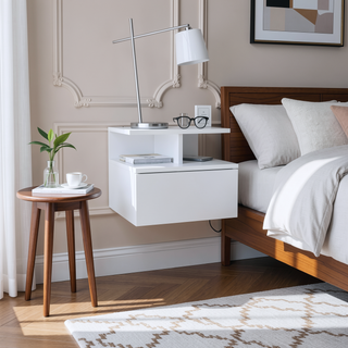 Sunvega Floating Nightstand with Drawer in Black Wengue Finish for Wall Assembly