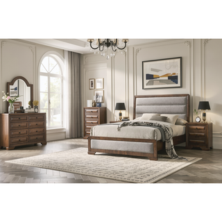 Sunvega Transitional Brown Wood Chest with English Dovetail Drawers and Bronze Cup Pulls
