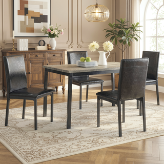 Sunvega Durable Powder Coated Metal Rectangle Dining Table for Four