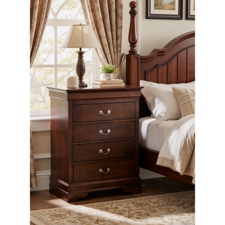 Sunvega Traditional Style Bedroom Chest with Carved Bases and Curved Mouldings