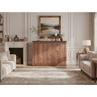 Sunvega Walnut Finish Rectangular Dining Table with Extension Leaf for 8