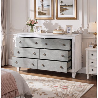 Sunvega Transitional Rustic Gray Weathered White Finish Dresser for Bedroom
