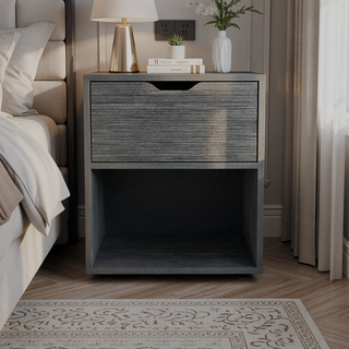 Sunvega Light Gray Altheimer Nightstand with Drawer and Open Shelf for Bedroom