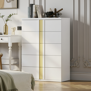 Sunvega Contemporary White Gold Chest with Bracketed Metal Legs and Dust Proof Cases