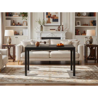 Sunvega Briar Black Finish Rectangular Dining Table with Fixed Wood Top