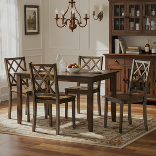Sunvega 5-Piece Bitters Brown Transitional Dining Table Set for Home