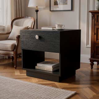 Sunvega White 1-Drawer Nightstand with Large Storage Shelf and Smooth Glide