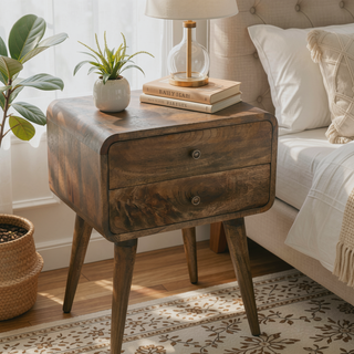 Sunvega Timeless Elegance Functional and Stylish 2-Drawer Nightstand with Nordic Legs