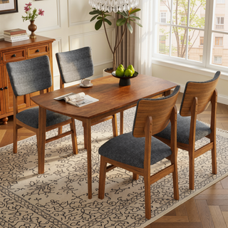Sunvega Modern Rubberwood Dining Table with Oval Top for Kitchen and Dining Room