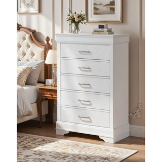 Sunvega Modern Glam Champagne Finish Crystal Diamond Tufted Crocodile Texture Nightstand