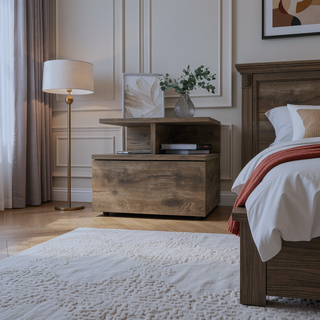 Sunvega Macadamia 2-Tier Shelf Floating Nightstand with Wall-Mount for Bedroom Storage
