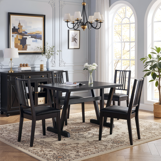 Sunvega Dark Espresso Melamine Laminate Finish Dining Table Seats Four People