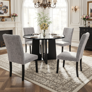 Sunvega 43 Inch Round Dining Table for Kitchen with Durable MDF Construction