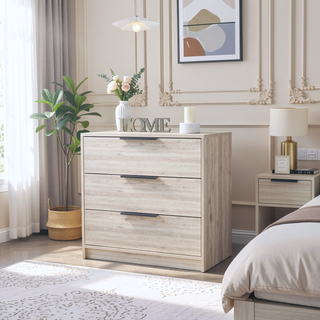Sunvega Washington Three Drawer Dresser with Display Top for Bedroom Decor