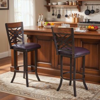 Sunvega Mivara 30 inch Barstool with Brown PU Upholstery and Stainless Steel Base