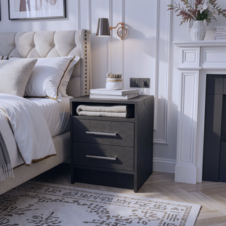 Sunvega Philadelphia Two Drawer Nightstand with Concealed Open Shelf