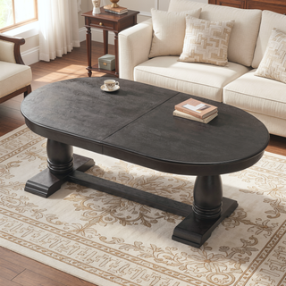 Sunvega Extendable Wooden Dining Table for 6 to 8 Persons with Curved Modern Design