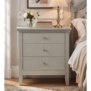 Sunvega Elegant Silver Champagne Nightstand with Durable Materials and Zero Assembly