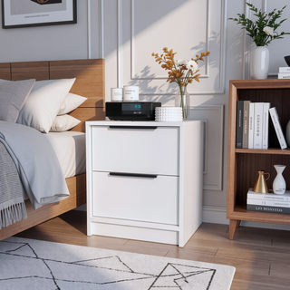 Sunvega Modern 18 Inch High Nightstand with Two Large Storage Drawers