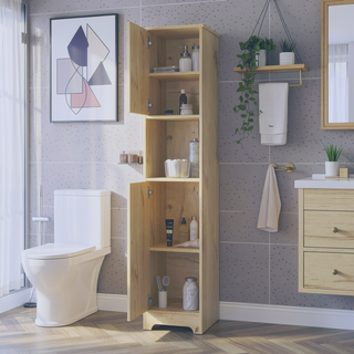 Sunvega Two Single Door Linen Cabinet with Four Interior and One Open Shelf