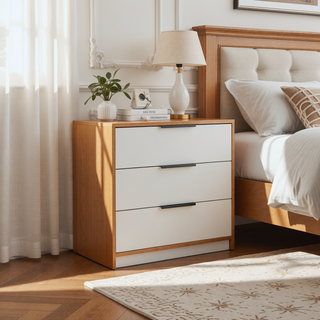 Sunvega Kaia 3 Drawer Dresser with Open Display Top and Large Storage