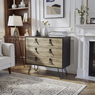 Sunvega Modern Hairpin Leg Dresser with Three Functional Drawers and Spacious Top