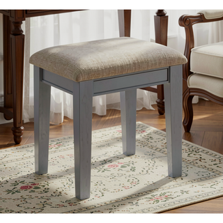 Sunvega Transitional Silver Finish Vanity Set with Stool and Storage Drawers