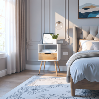 Sunvega Modern Nightstand with Drawer and Shelf for Bedroom or Living Room