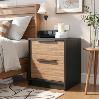 Sunvega Modern 18 Inch High Nightstand with Two Large Storage Drawers