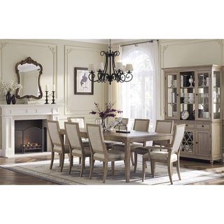 Sunvega Modern Contemporary Gray Finish Oak Wood Dining Table with Extension Leaf