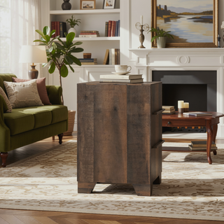 Sunvega Brown Penny Casual 2-Drawer Nightstand with Included Safety Hardware