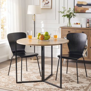 Sunvega Round Folding Dining Table for Small Spaces with Collapsible Design